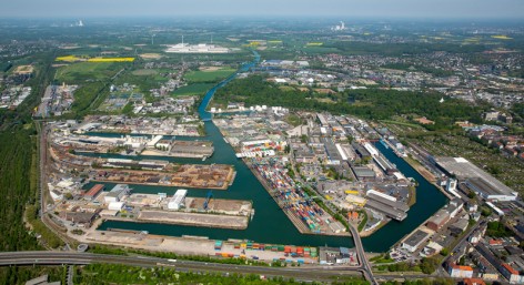Dortmunder Hafen, Binnenhafen, Dortmund-Ems-Kanal, Containerhafen, Dortmunder Hafen AG, Dortmund, Ruhrgebiet, Nordrhein-Westfalen, Deutschland